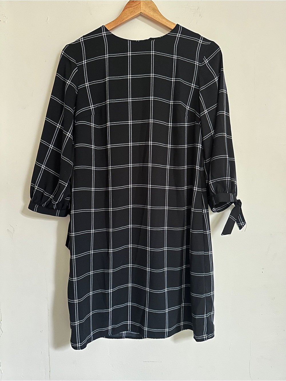A New Day Black Windowpane Plaid Shift Dress